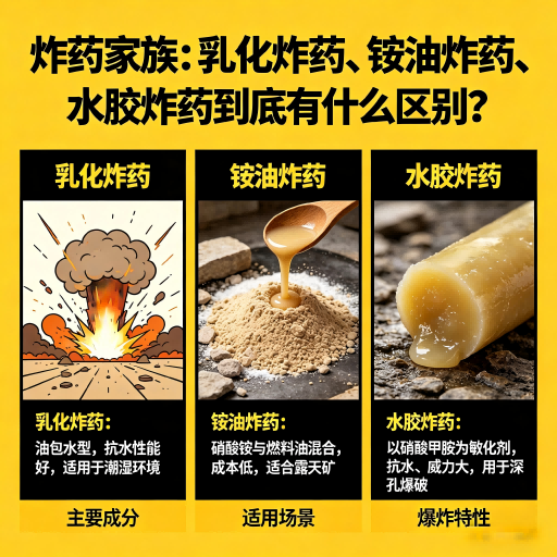 海原炸药家族：乳化炸药、铵油炸药、水胶炸药到底有什么区别？